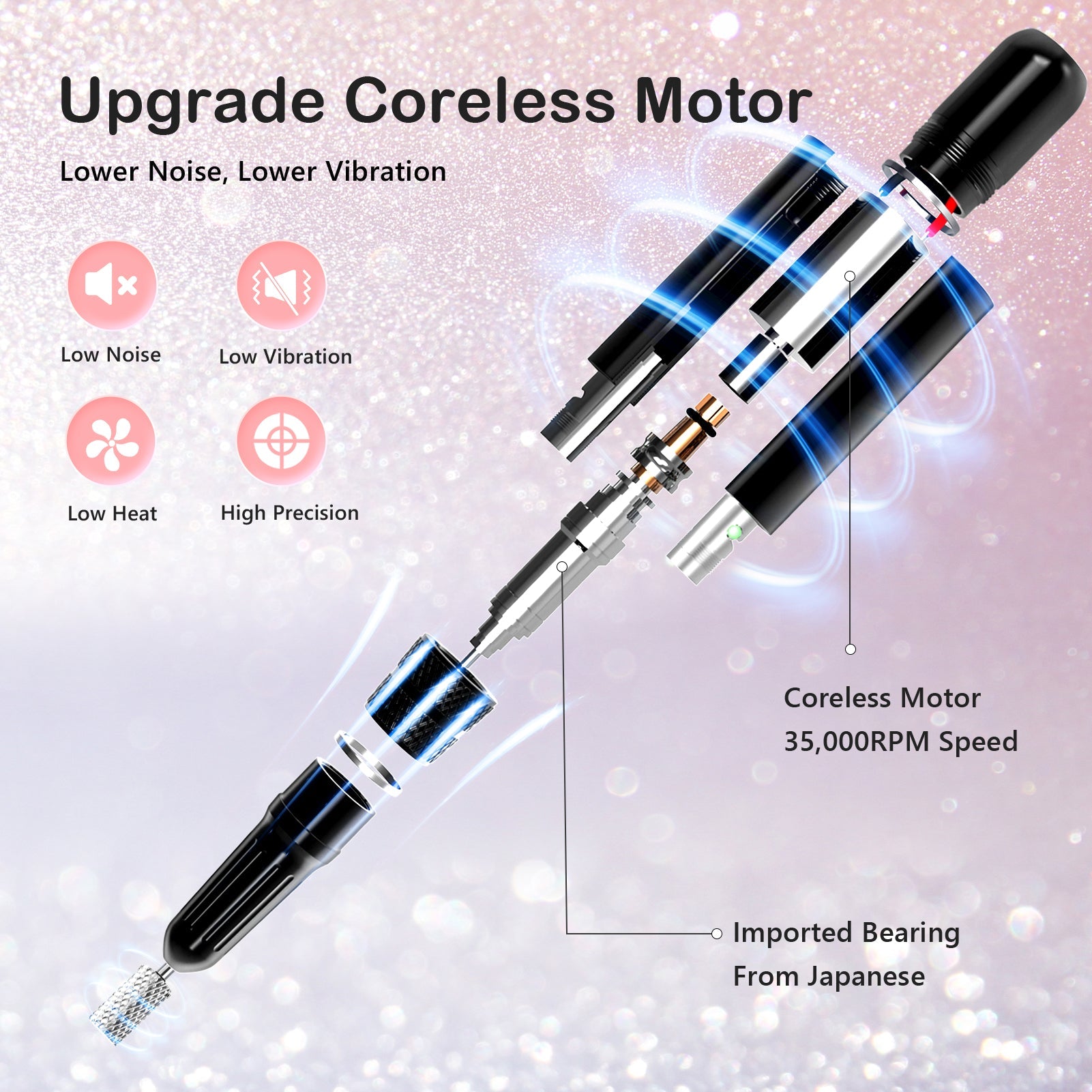 Crown Nail Lamp & Wand Nail Drill Bundle – Pink Diamond